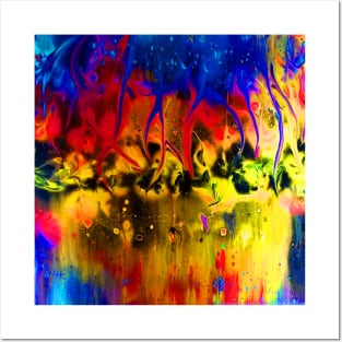 Reflections of Another World Abstract Painting in Primary Colors Posters and Art